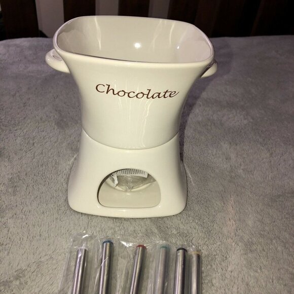 WILLIAM SONOMA Ivory Ceramic All-in-one Fondue Set - Picture 6 of 12